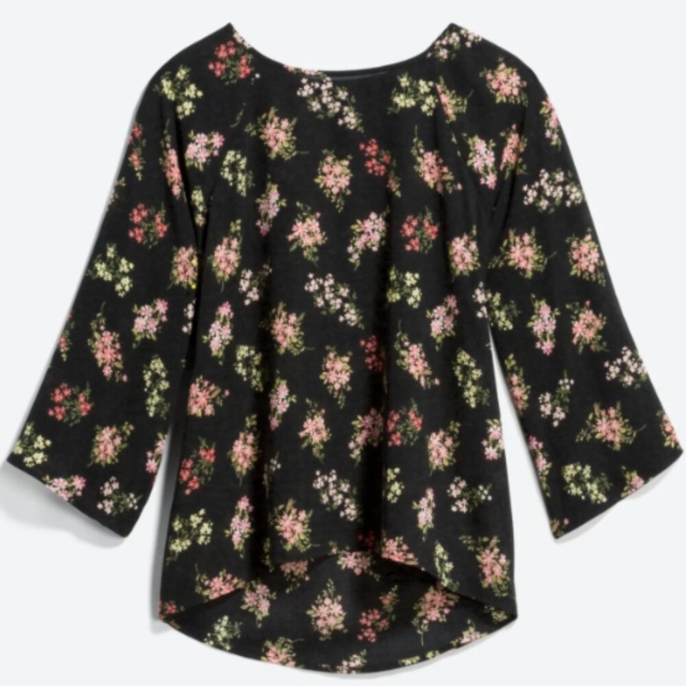 Papermoon Larie Crew Neck Blouse - Black Floral - L